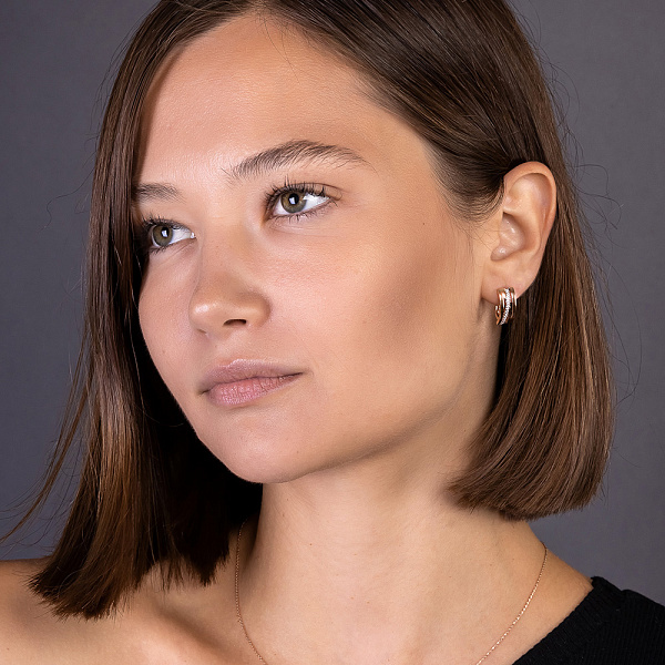 Сережки Синергия из красного золота с фианитами (арт. 111132) – изображение 5