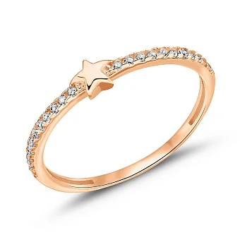 Золота каблучка Зірка з фіанітами (арт. 156184)