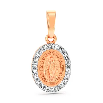 Золота ладанка Діва Марія з фіанітами (арт. 440911)