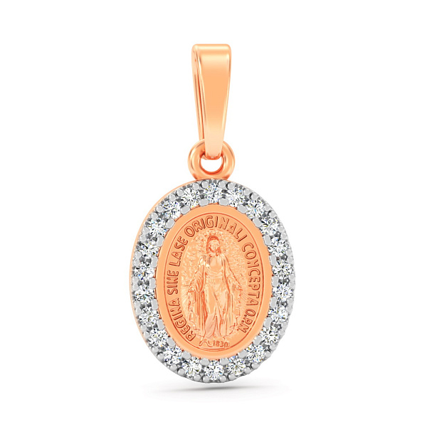 Золотая ладанка Дева Мария с фианитами (арт. 440911) – изображение 1