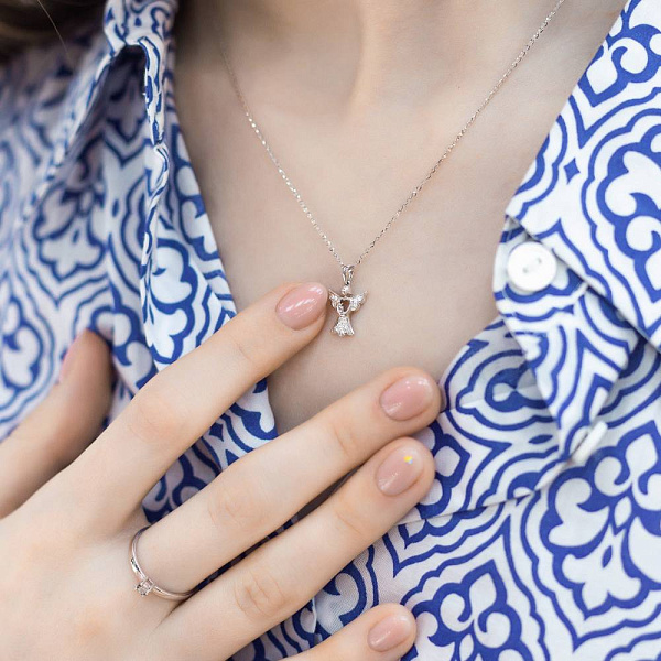 Колье Ангел с бриллиантами из белого золота (арт. Ц341200005б) – изображение 3