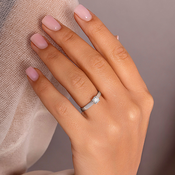 Каблучка з білого золота з одним діамантом (арт. К01109504046б) – зображення 6