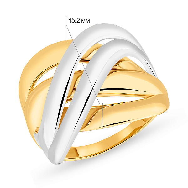 Кольцо из комбинированного золота без вставок (арт. 155357жб) – изображение 2