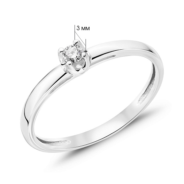 Каблучка з білого золота з діамантом (арт. 1107483202) – зображення 2