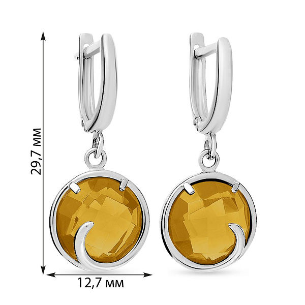 Серьги из белого золота с желтым ониксом (арт. 110378бол) – изображение 3