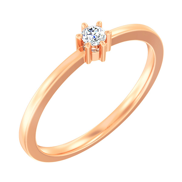 Кольцо из красного золота с бриллиантом (арт. К011169010) – изображение 1