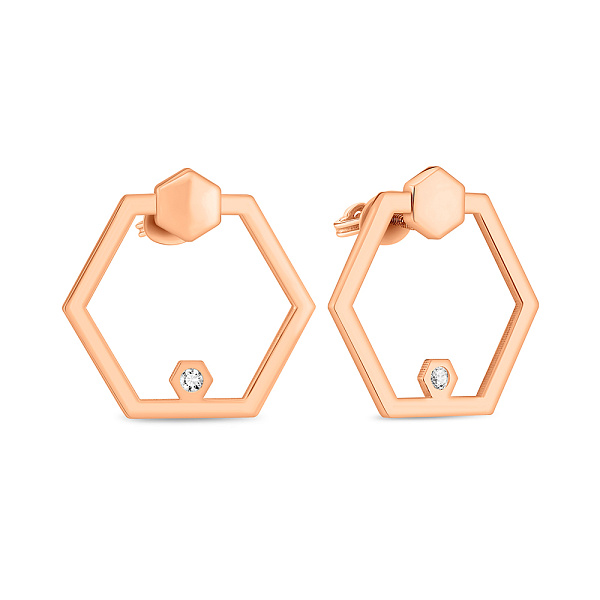 Золотые серьги-пусеты с фианитами (арт. 109630) – изображение 1