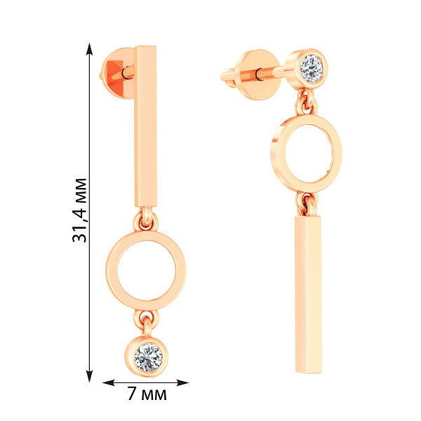 Золотые серьги пусеты с фианитами (арт. 110586) – изображение 3