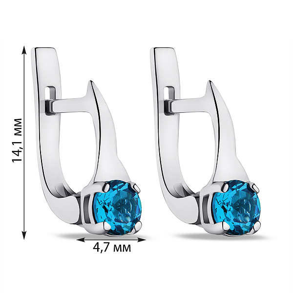 Срібні сережки з аквамаринами (арт. 7502/573Амсп) – зображення 2