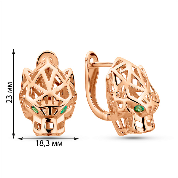 Золотые серьги Пантера (арт. 1091940з) – изображение 5