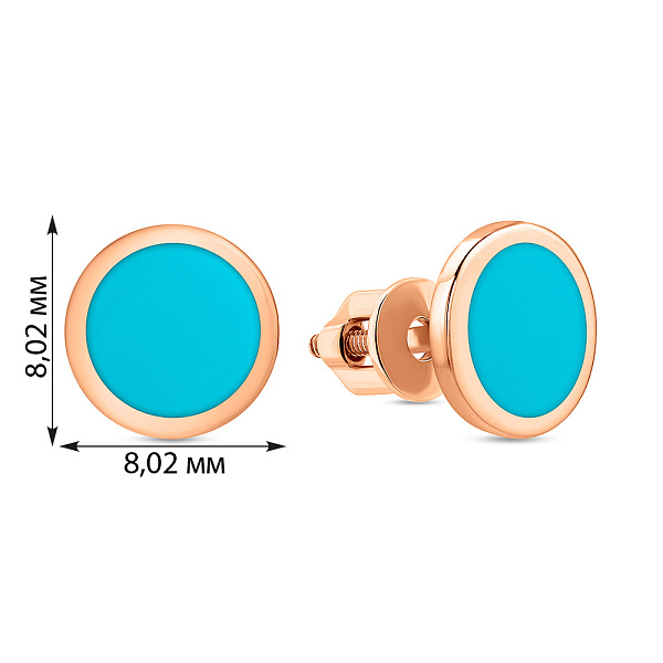 Золотые серьги пусеты Лýна с эмалью (арт. 111081ет) – изображение 6