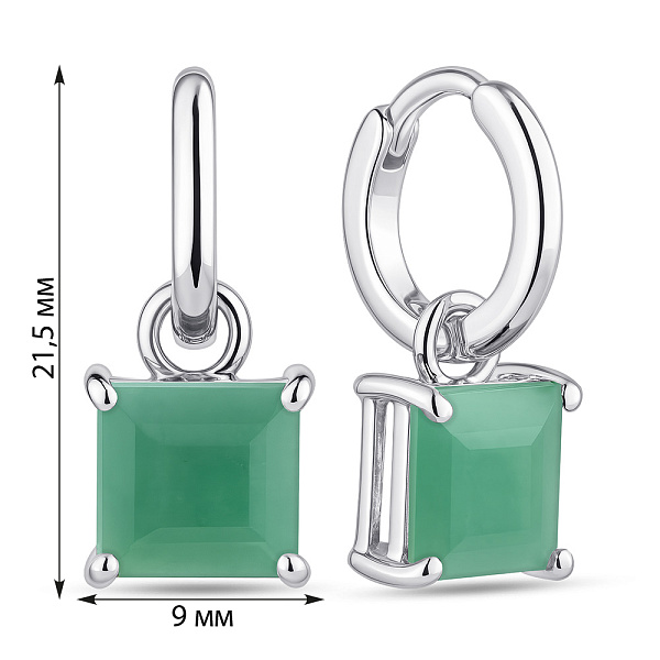 Срібні сережки з великим смарагдом (арт. 7502/2193838Изм) – зображення 2