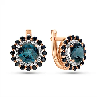 Сережки золоті з діамантами і з топазом (арт. С011143Плс)