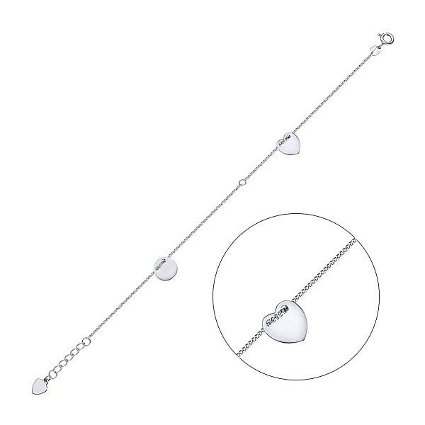 Серебряный браслет «Сердечко» (арт. 7509/1658) – изображение 1