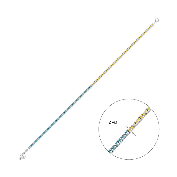 Серебряный браслет с синими и желтыми альпинитами (арт. 7509/1218/1агж) – изображение 2
