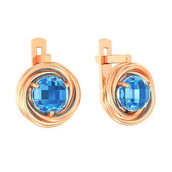 Фото Золоті сережки з кварцом (арт. 110377ПсГ)