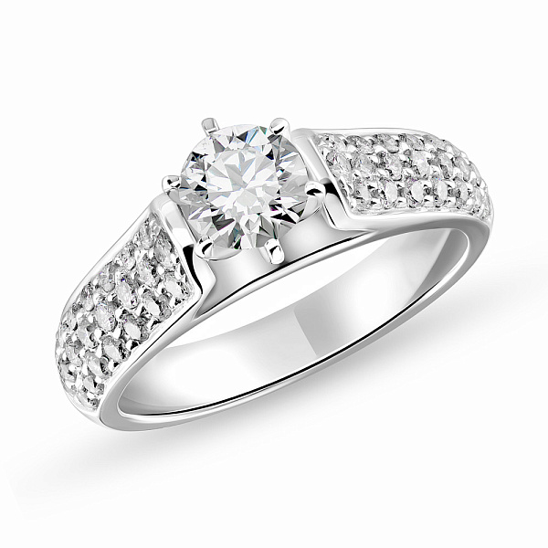 Каблучка з білого золота з великим діамантом (арт. К28025090б) – зображення 2