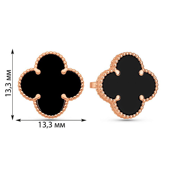Золотые серьги пусеты с ониксом (арт. 1101263/12о) – изображение 8