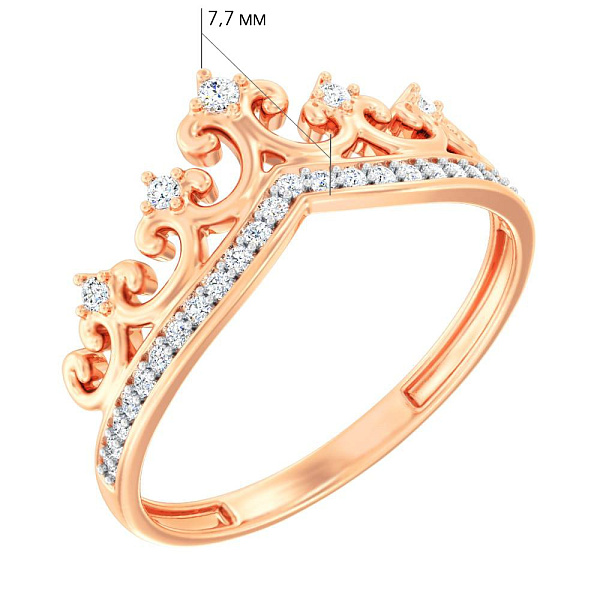 Каблучка Корона з червоного золота (арт. 140878) – зображення 4