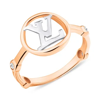 Золота каблучка з розсипом фіанітів (арт. 154752кб)