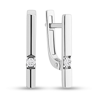 Фото Сережки золоті з фіанітами в білому кольорі металу (арт. 111074б)