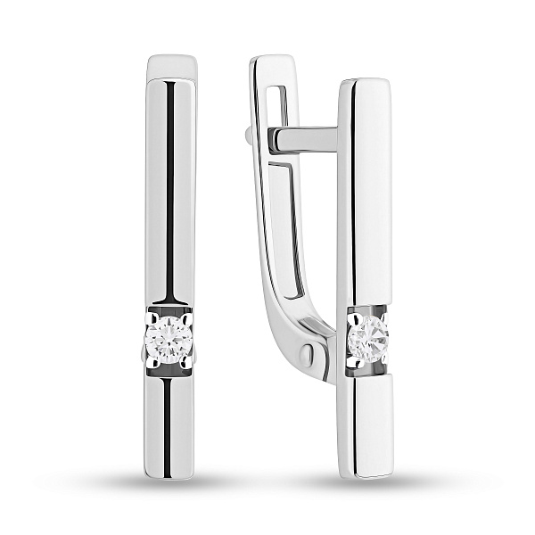 Сережки золоті з фіанітами в білому кольорі металу (арт. 111074б) – зображення 1