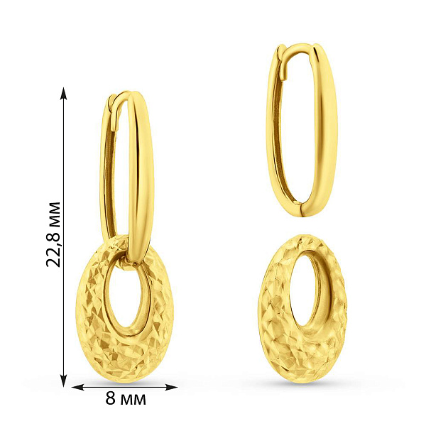 Золоті сережки-трансформери без каменів (арт. 1091965жа) – зображення 3