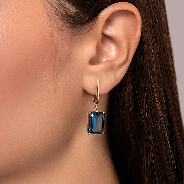 Золоті сережки-підвіски з топазом (арт. 103093Т) – зображення 3