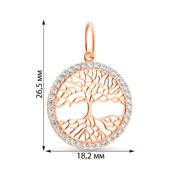 Золотой подвес Дерево жизни с фианитами (арт. 422985) – изображение 3