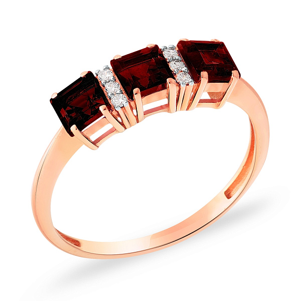 Золотое кольцо с гранатом и фианитами (арт. 140582Пк) – изображение 1