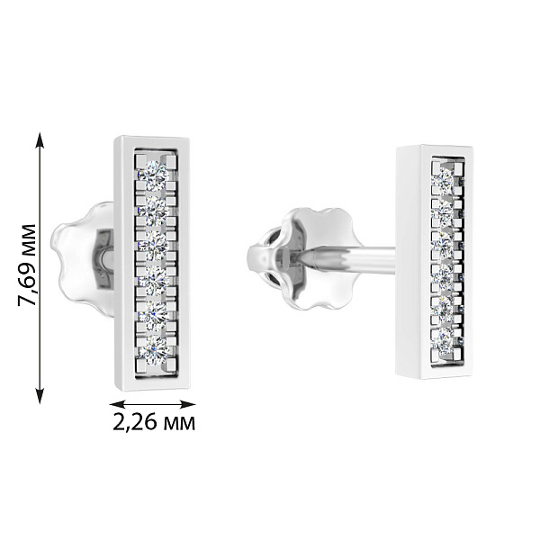 Сережки-пусети з білого золота з діамантами (арт. Т011136005б) – зображення 3