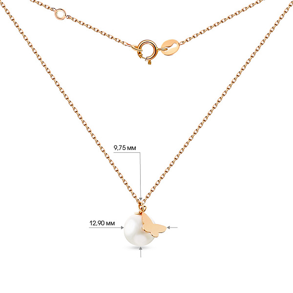 Колье «Бабочка» с жемчугом из красного золота (арт. 351040прлб) – изображение 4