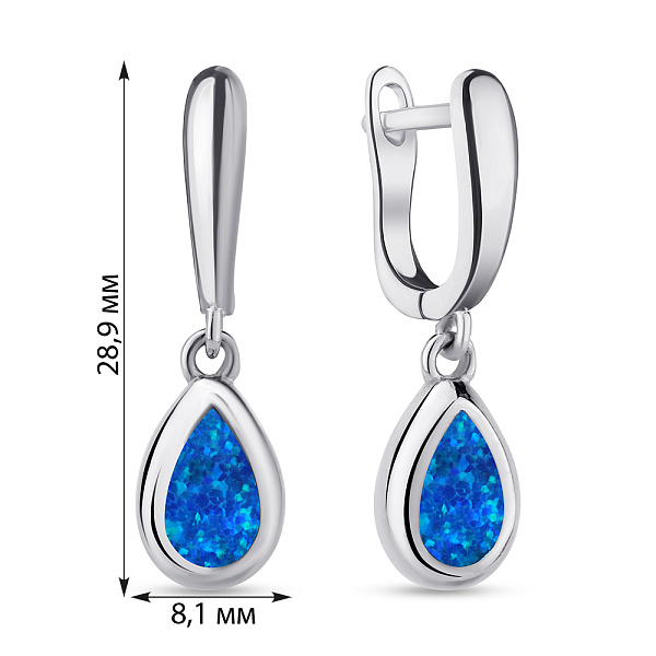 Срібні сережки з синім опалом  (арт. 7502/3365Пос) – зображення 2