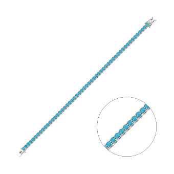 Фото Серебряный теннисный браслет с бирюзой (арт. 7509/4834Б)
