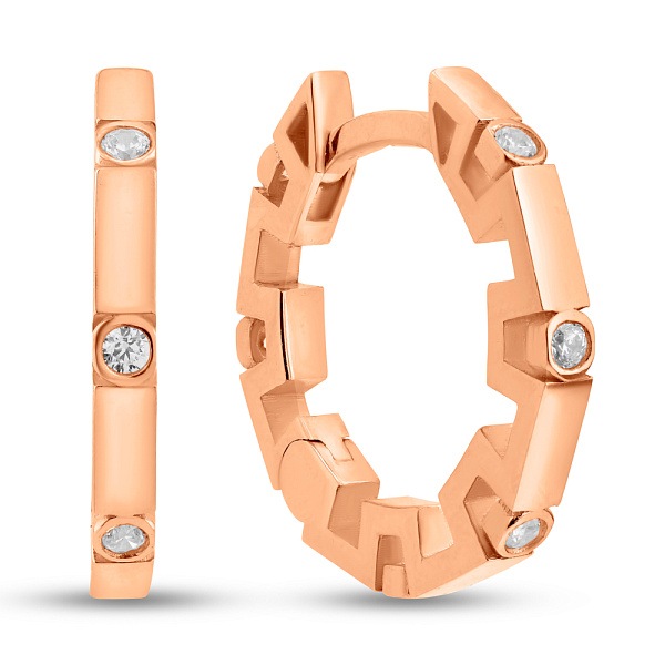 Серьги-кольца из красного золота с фианитами (арт. 1091393/20) – изображение 1
