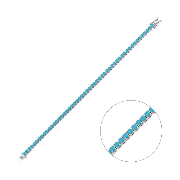 Серебряный теннисный браслет с бирюзой (арт. 7509/4834Б) – изображение 1