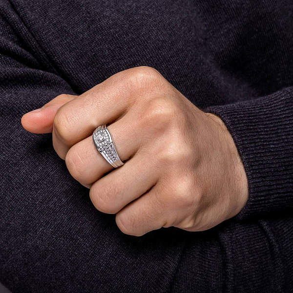 Печатка з білого золота з діамантами (арт. К341425040б) – зображення 3