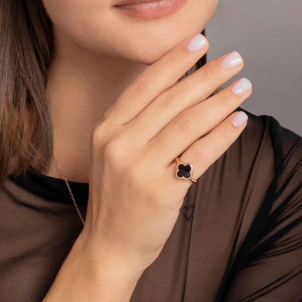 Золотое кольцо Клевер (арт. 110849Деч) – изображение 2