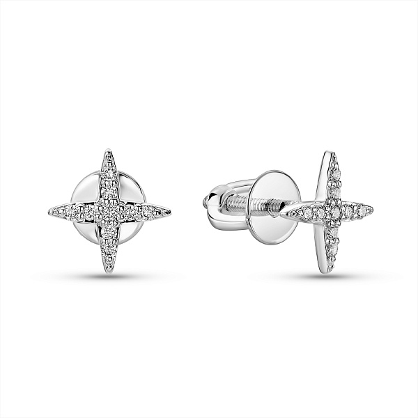 Золотые серьги пусеты с бриллиантами (арт. Т011702005б) – изображение 1