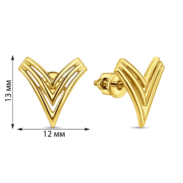 Золотые сережки-пусеты в желтом цвете металла (арт. 110641ж) – изображение 4