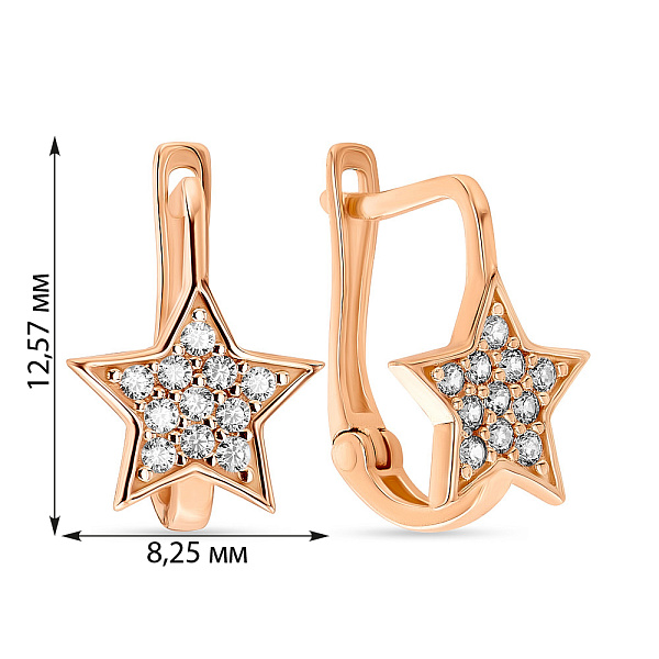 Сережки для детей «Звезды» из золота с фианитами (арт. 107980) – изображение 2