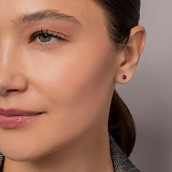 Золотые серьги с рубином (арт. 111251Пр) – изображение 5