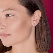 Серьги-пусеты Ветка из белого золота с бриллиантами (арт. Т011239010б)