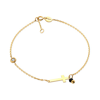 Золотой женский браслет с ониксом и фианитом (арт. 323391жо)