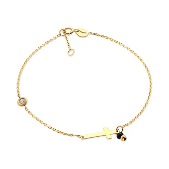 Золотий жіночий браслет з оніксом і фіанітом (арт. 323391жо)