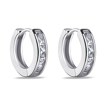 Фото Серебряные серьги-кольца с фианитами (арт. 7502/3692/10)