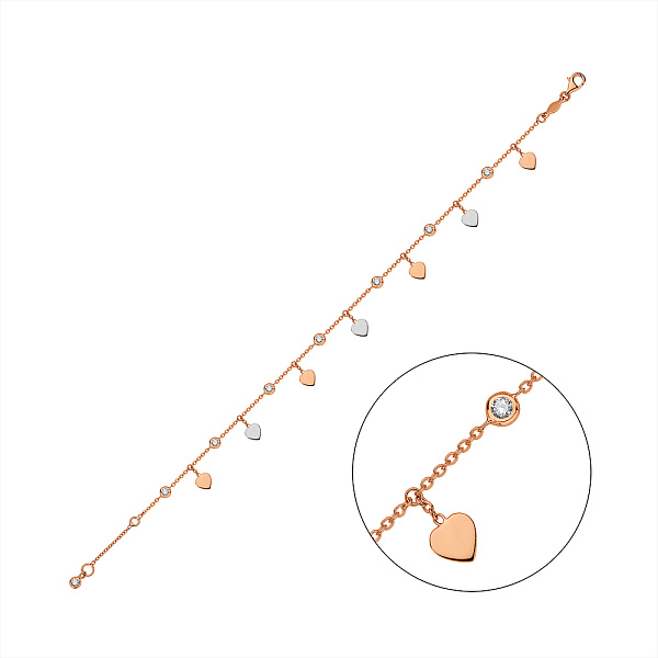 Золотой браслет Сердца с фианитами (арт. 3261347р) – изображение 1