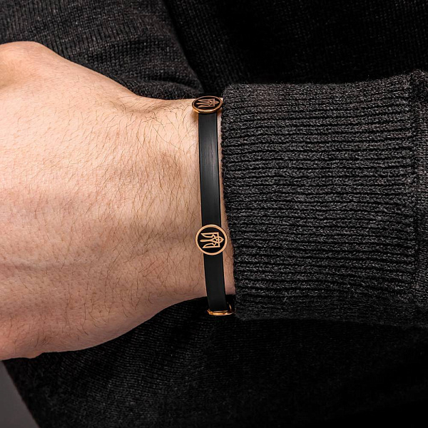 Браслет з каучуку з золотими вставками (арт. 340059ч) – зображення 3