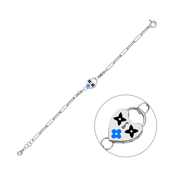 Браслет из золота с фианитом и эмалью (арт. 325475бе) – изображение 1