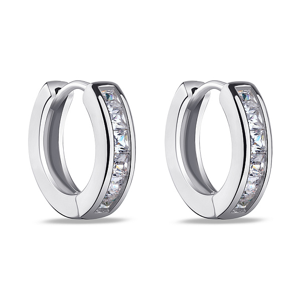 Серебряные серьги-кольца с фианитами (арт. 7502/3692/10) – изображение 1